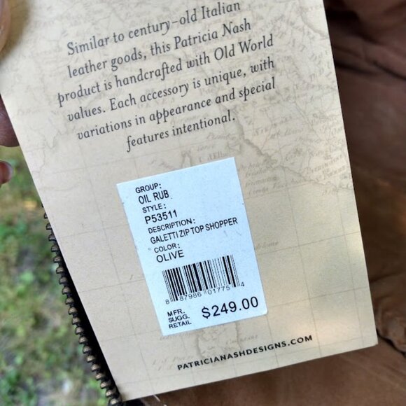 Patricia Nash Leather Shoulder Bag Tote Purse Double Handles NWT Galetti Green - Picture 9 of 9